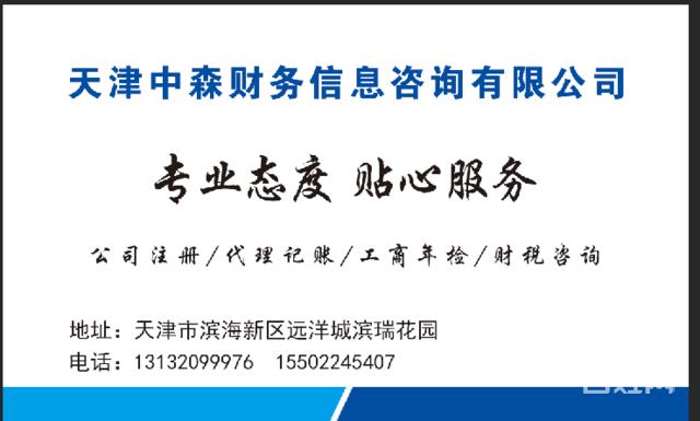 代理记账 收藏 分享  服务简介 天津中森财务信息咨询